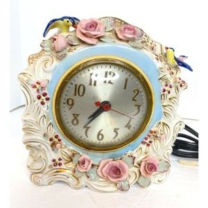 VTG. OCCUPIED JAPAN SC PORCELAIN CLOCK HANDPAINTED